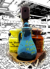 Antique Mustard Pot and Oil Cruet Set