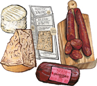 4 Cured Meats & Cheeses plus Crackers Customizable Gift Box